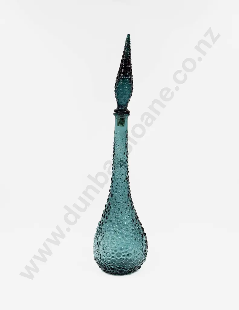 Mid Century Blue Glass Genie Bottle Image 1++