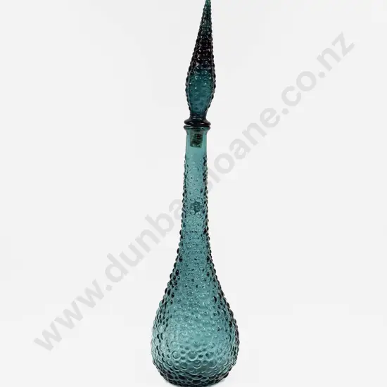 Mid Century Blue Glass Genie Bottle