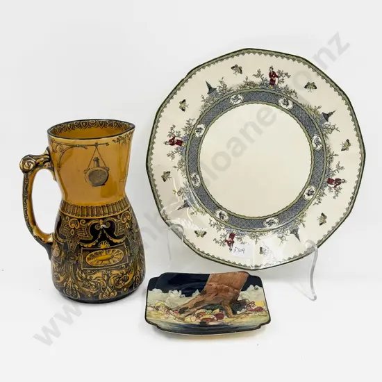 Dolton Burslem Jacobean Jug and Two Pieces of RD