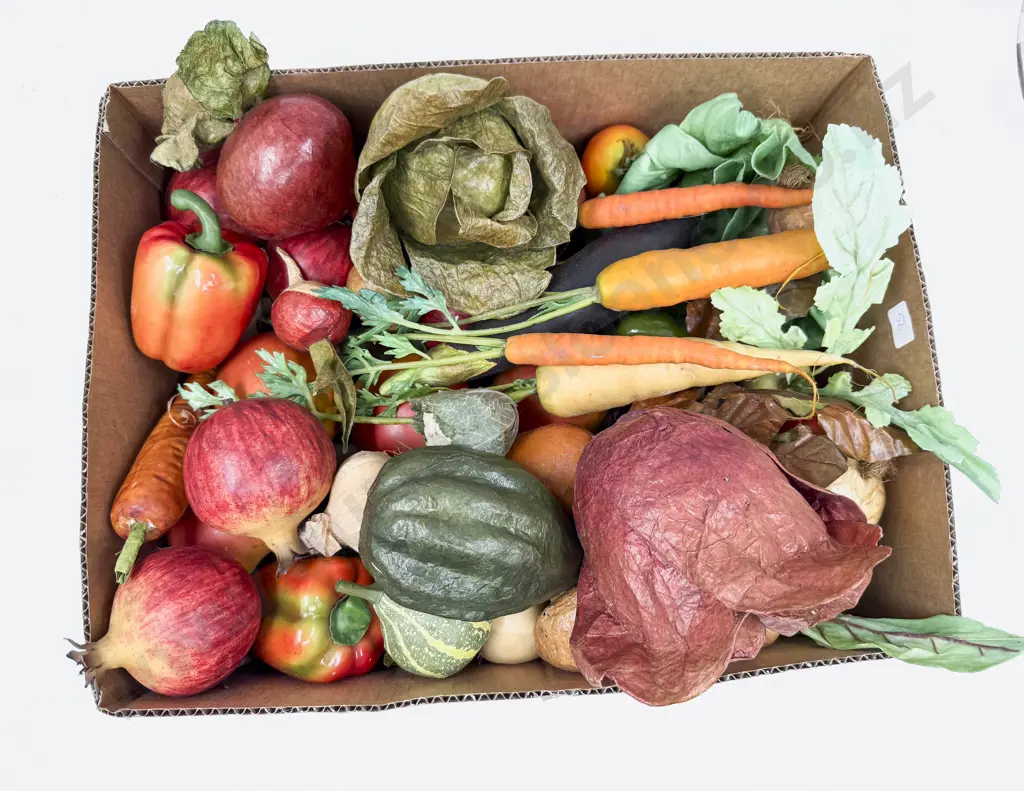 Boxed Qty of Faux Fruits and Vegetables Image 1++