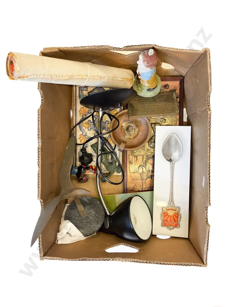 Box Qty of Assorted Including Bellows Brass Bird Ornament and Lamp Etc Image 1++