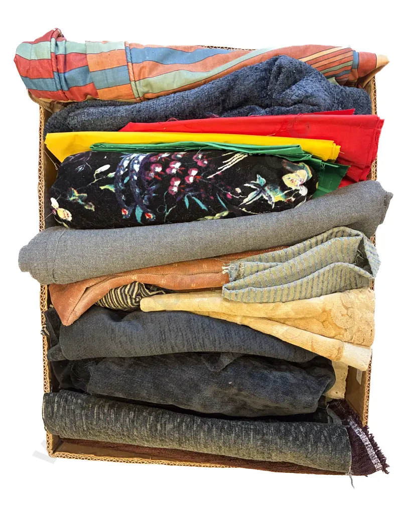 Three Cartons of Assorted Material and Fabrics Image 1++
