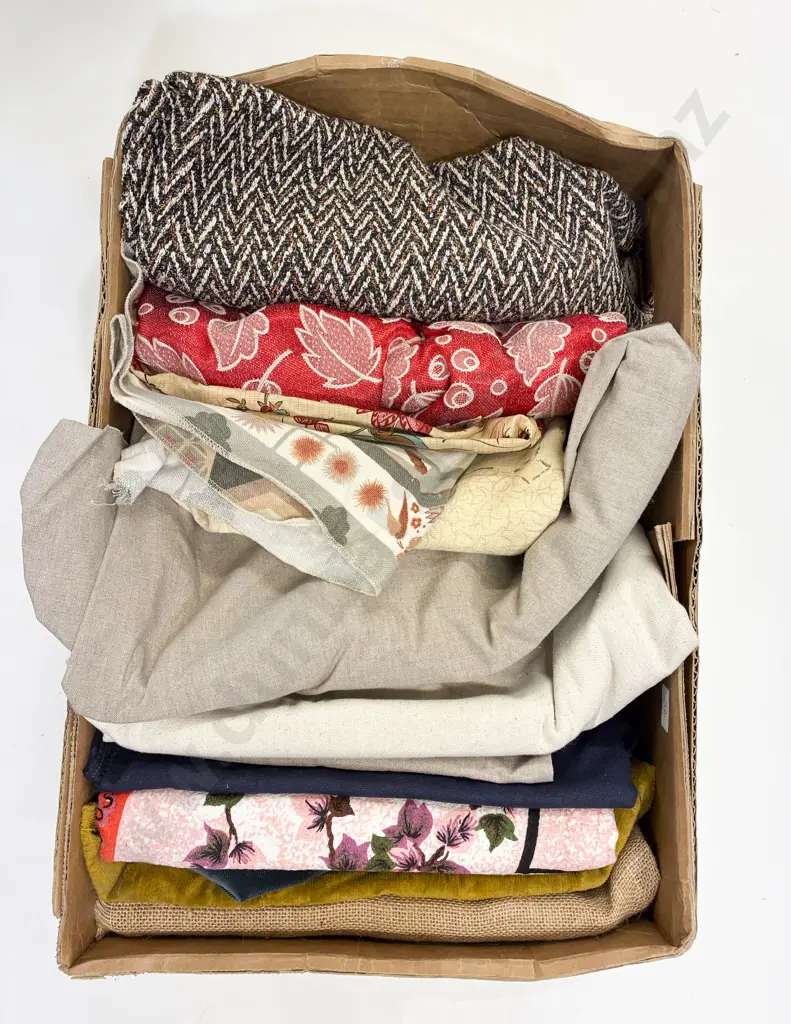 Three Cartons of Assorted Material and Fabrics Image 1++