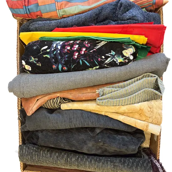 Three Cartons of Assorted Material and Fabrics