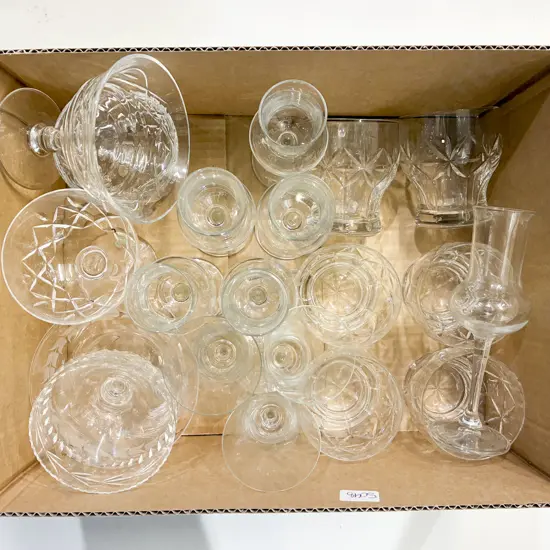 Box Qty of Assorted Crystal and Glass Ware