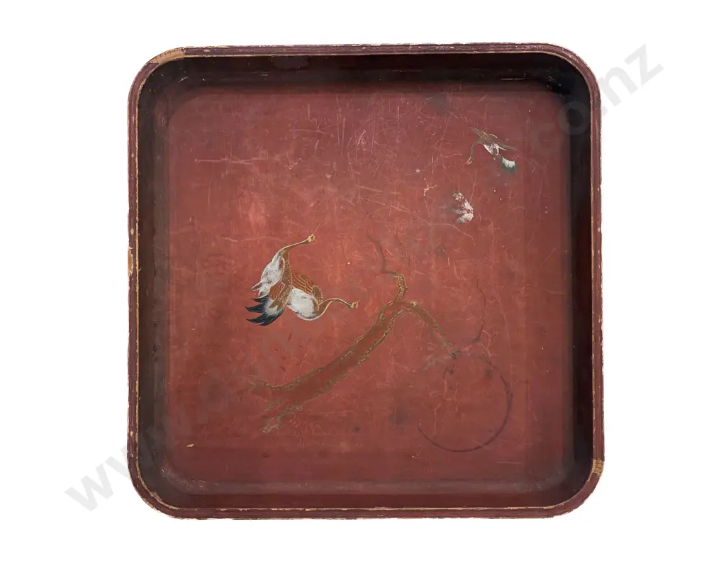 Japanese Red Lacquered Shallow Tray Image 1++