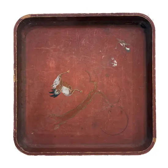 Japanese Red Lacquered Shallow Tray