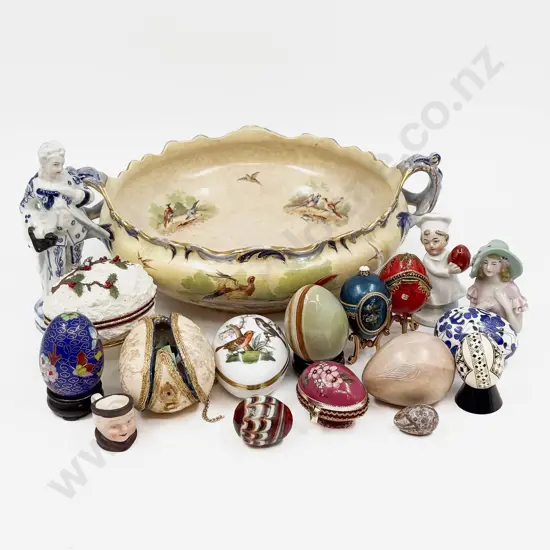 Qty of Assorted Figures and Ornaments in Fancy China Bowl