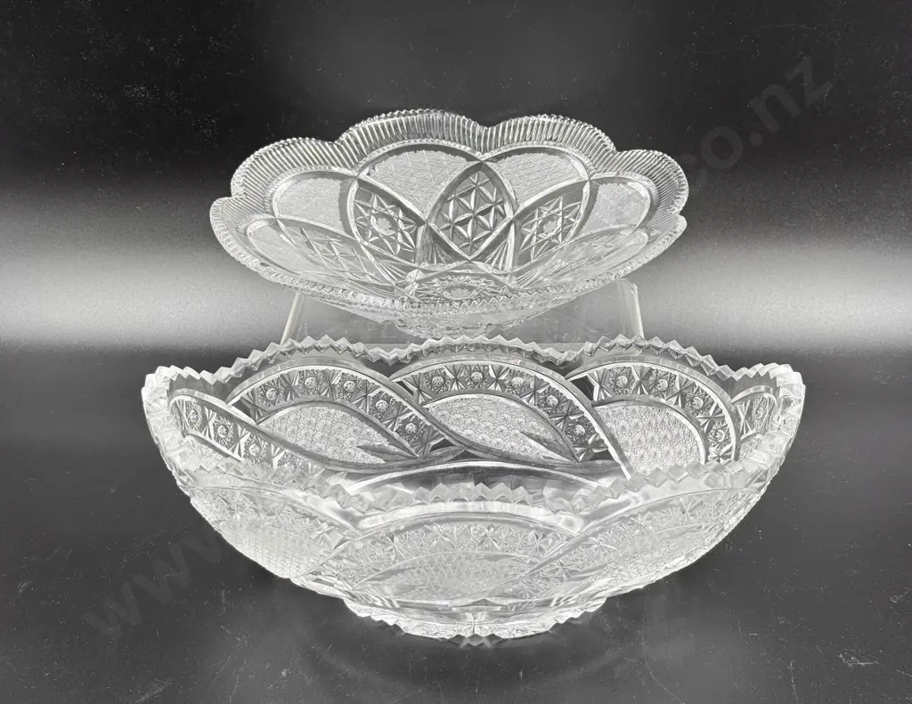 Heavy Crystal Trough Vase and Fruit Bowl Image 1++