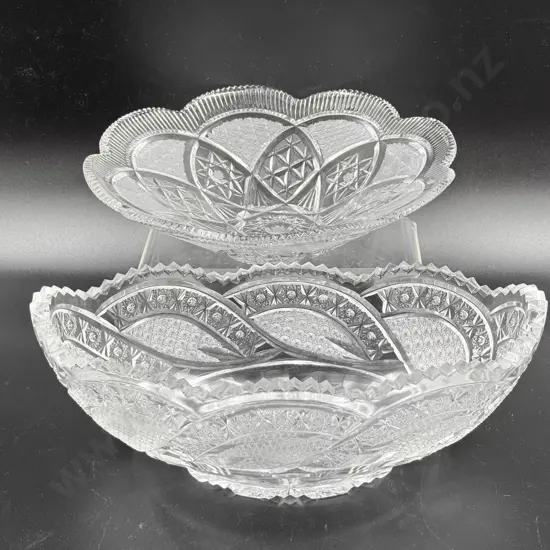 Heavy Crystal Trough Vase and Fruit Bowl