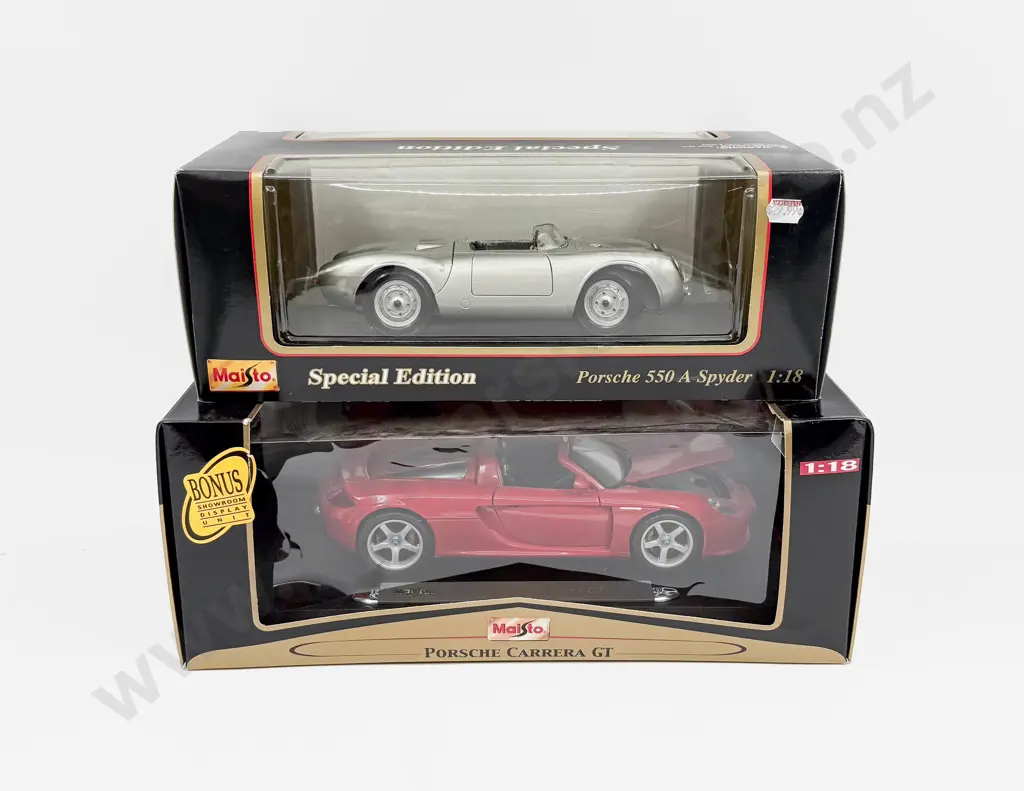 Two Boxed Maisto 1:18 Scale Porsche Models Image 1++