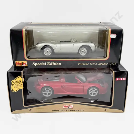 Two Boxed Maisto 1:18 Scale Porsche Models