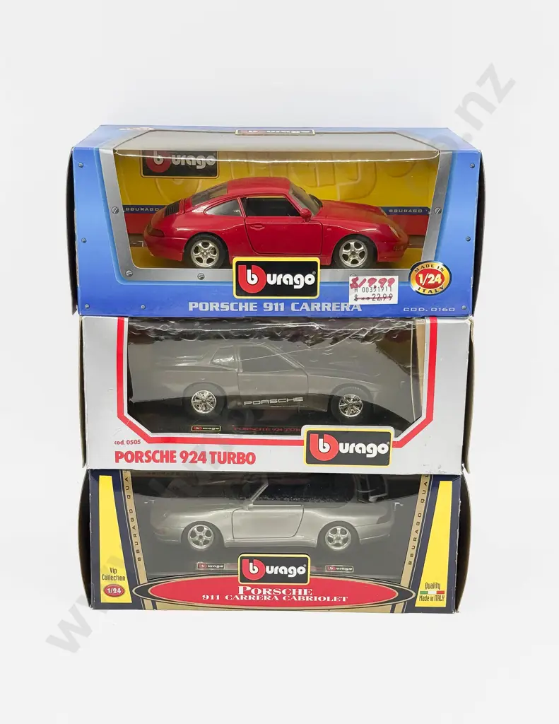 Three Boxed  Burago 1:24 Scale  Porsche Models Image 1++