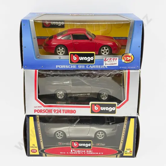 Three Boxed  Burago 1:24 Scale  Porsche Models