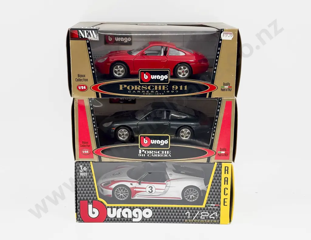 Three Boxed  Burago 1:24 Scale  Porsche Models Image 1++