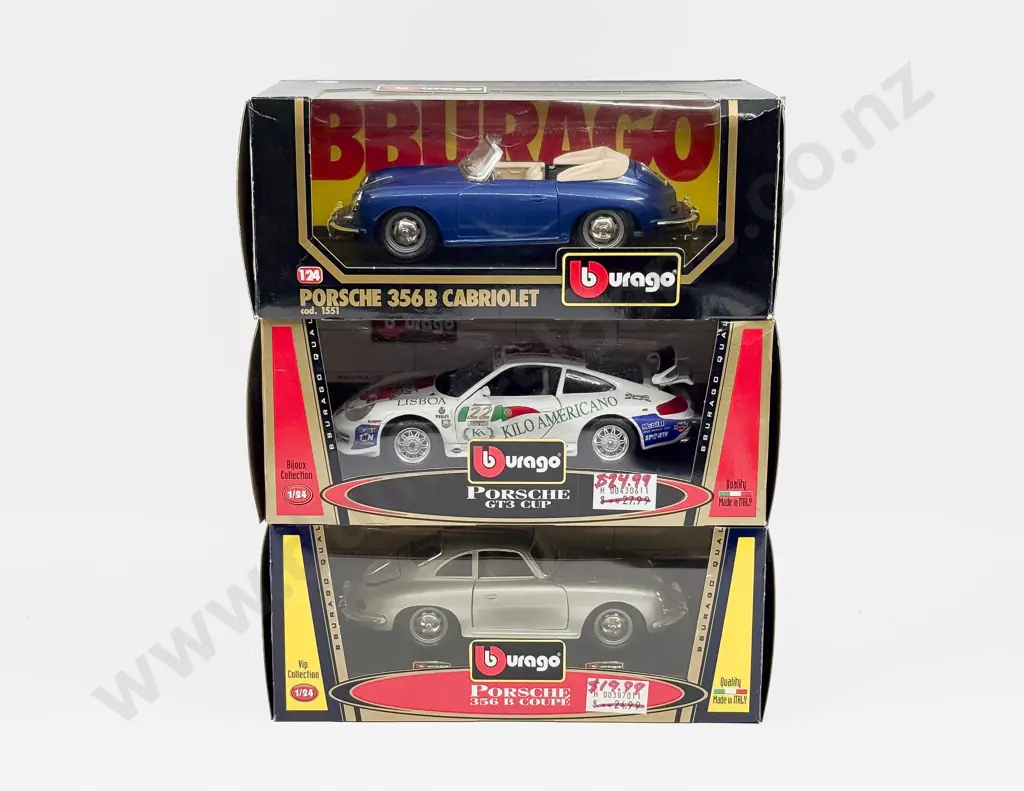 Three Boxed Burago 1:24 Scale Porsche Models Image 1++