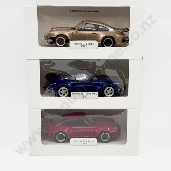 Two Boxed Porsche Museum 1:24 Scale Porsche 911 Turbo Models