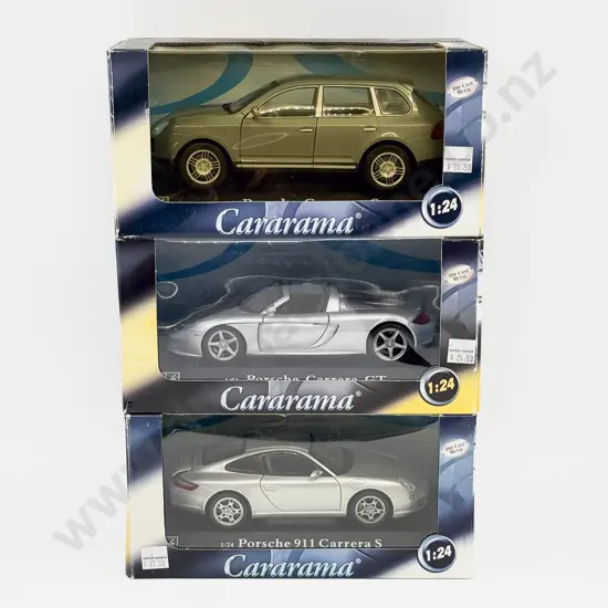 Three Boxed Cararama 1:24 Porsche Models