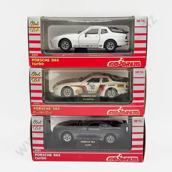 Three Boxed Majorete 1:24 Porsche Models