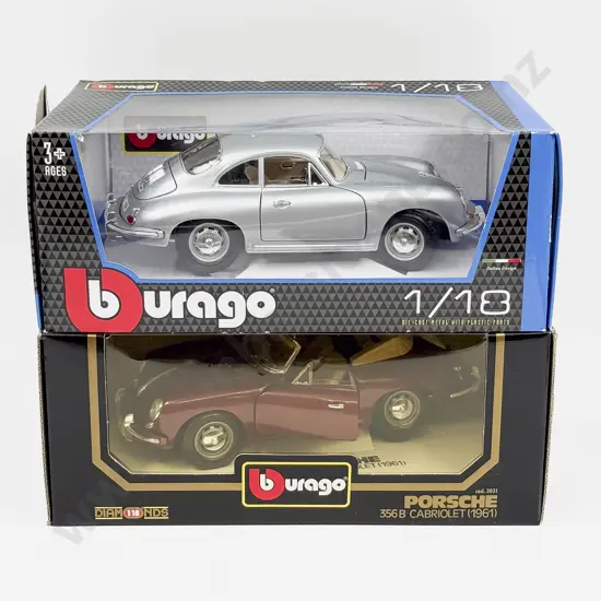 Two Boxed Burago 1:18 Porsche Models