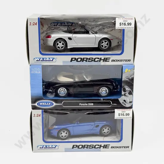 Three Boxed Welly 1:24 Porsche Models