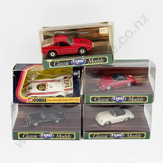 Five Boxed Corgi Porsche Models