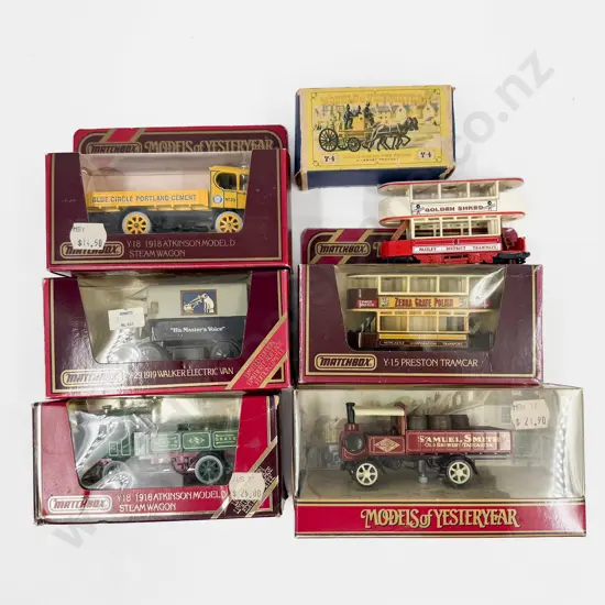 Six Boxed and Unboxed Matchbox Models of Yesteryear Porsche Models