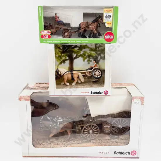 Boxed Schleich Covered Wagon Model with Two Others