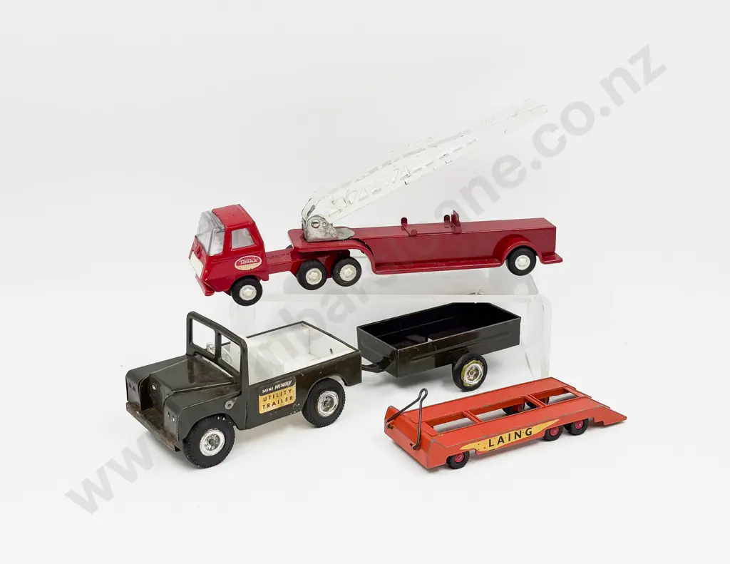 Tri/ang Jeep and Trailer Tonka Ladder Truck and Other Trailer Image 1++