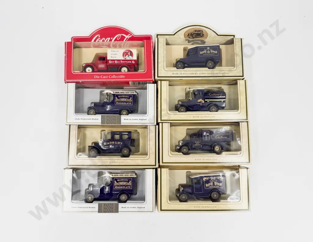 Seven Boxed Lledo Cadbury Models and Single Coke Model Image 1++