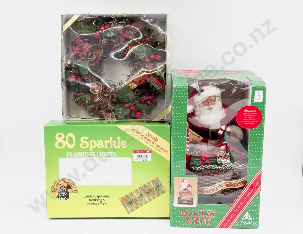 Boxed Father Christmas Lights and Door Wreath and Door Garland Image 1++