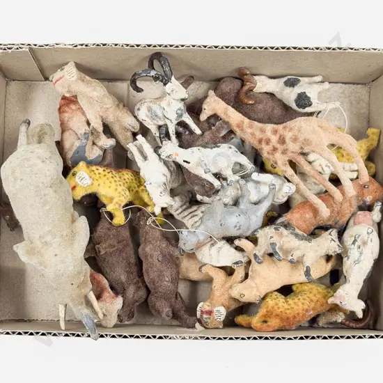 Qty of Vintage Flock Lead Zoo Animals