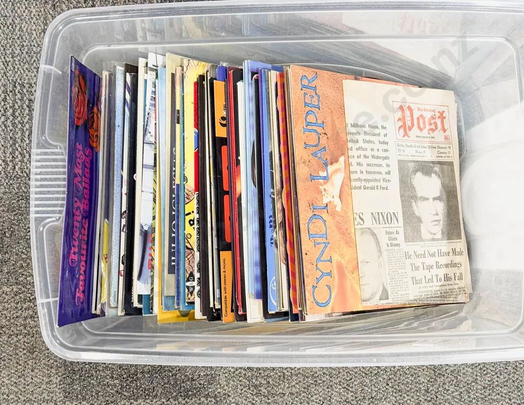 Box Qty of Assorted Vinyl Records Image 1++