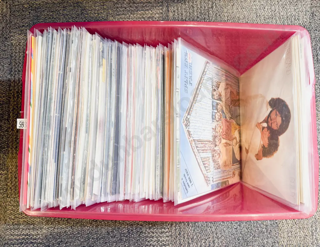 Box Qty of Assorted Vinyl Records Image 1++