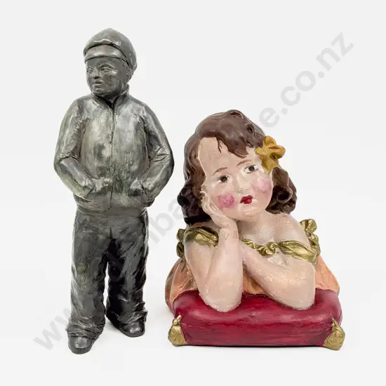 Bronze Style Figure Together with Other Figure