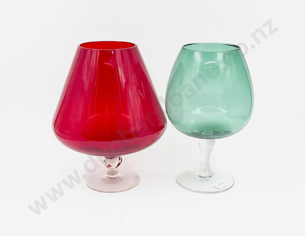 Two Novelty Coloured Glass Brandy Balloons Image 1++