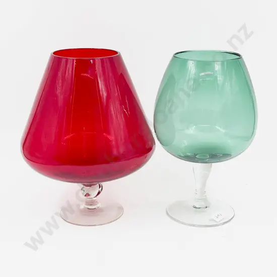 Two Novelty Coloured Glass Brandy Balloons
