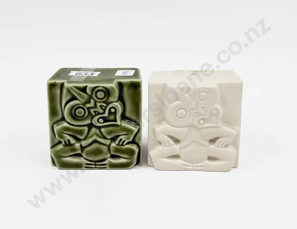 Two Bob Steiner Ceramics Tiki Wall Hangings Image 1++