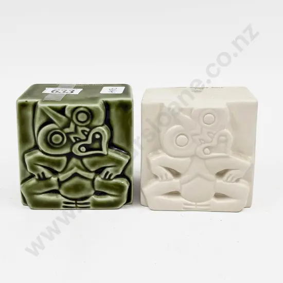 Two Bob Steiner Ceramics Tiki Wall Hangings