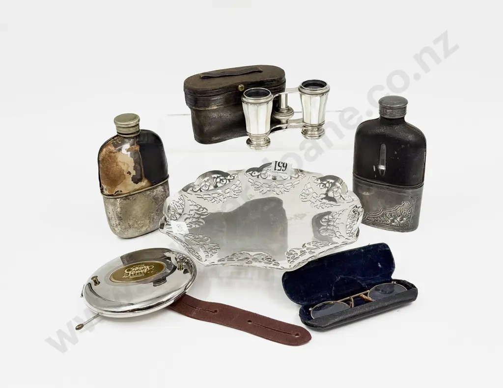Two Vintage Hip Flasks with Travel Photo Frame Etc Image 1++