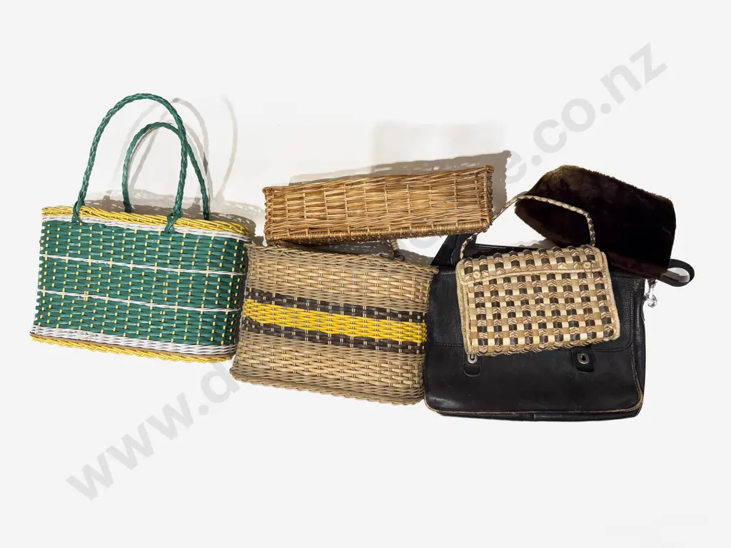 Qty of Assorted Wicker Bags Etc Image 1++