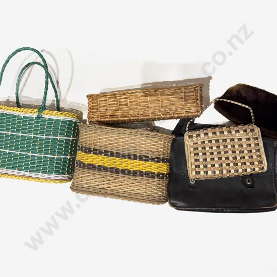 Qty of Assorted Wicker Bags Etc