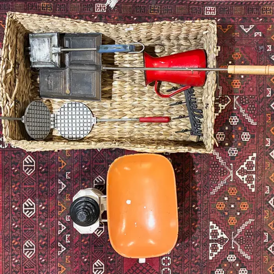 Qty of Assorted Vintage Including Toastie Pie Grills and Kitchen Scales