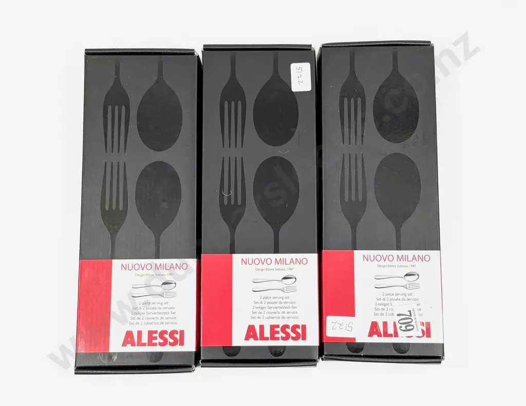 Three Boxed Alessi Two Piece Fork and Spoon Cutlery Sets Image 1++