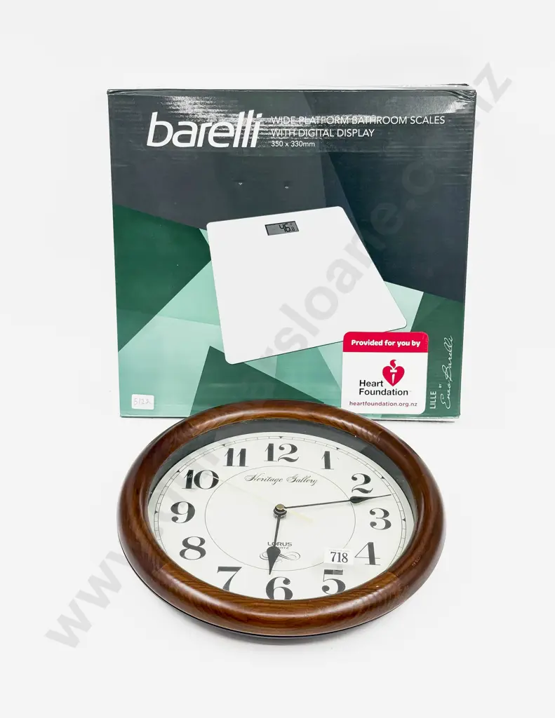 Boxed Bathroom Scales and Wall Clock Image 1++