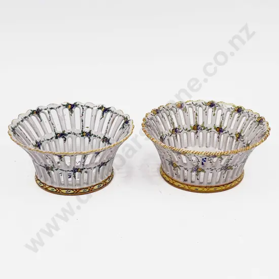 Pair of Vintage Pierced Italian China Dishes