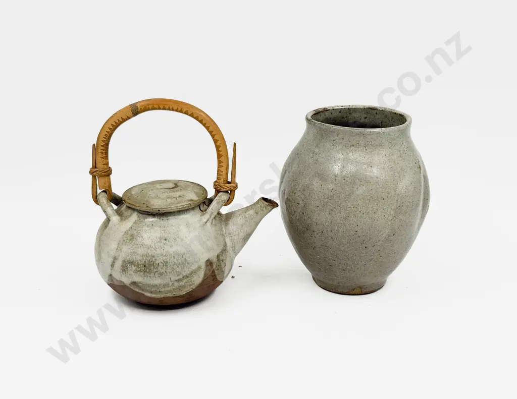 Dorine Blumhardt Teapot Together with Unmarked Vase Image 1++