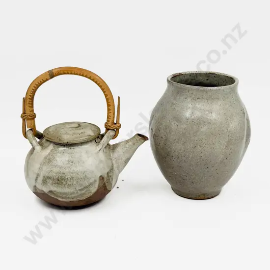 Dorine Blumhardt Teapot Together with Unmarked Vase