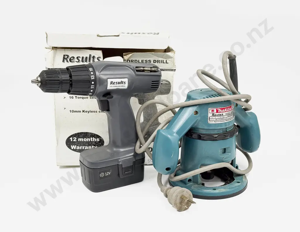 Makita Router Together with Boxed Cordless Drill Image 1++