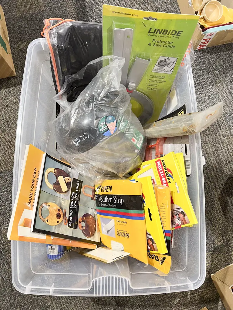 Box Qty of Assorted Tools and Accessories Including Welding Mask Image 1++